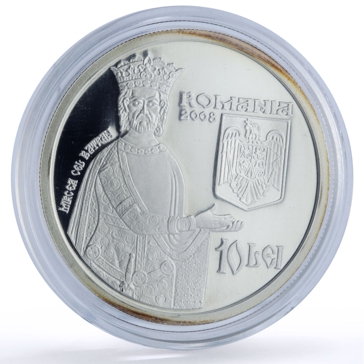 Romania 10 lei Cozia Monastery Church Mircea Baltran Religion silver coin 2008