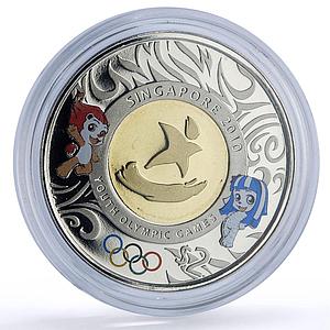 Singapore 2 dollars Youth Olympic Games Lyo Merly Sports bimetal coin 2010