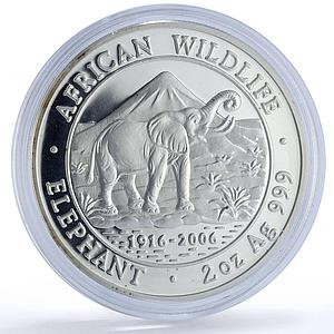 Somalia 2000 shillings Elephant African Wildlife Fauna 2 oz silver coin 2006