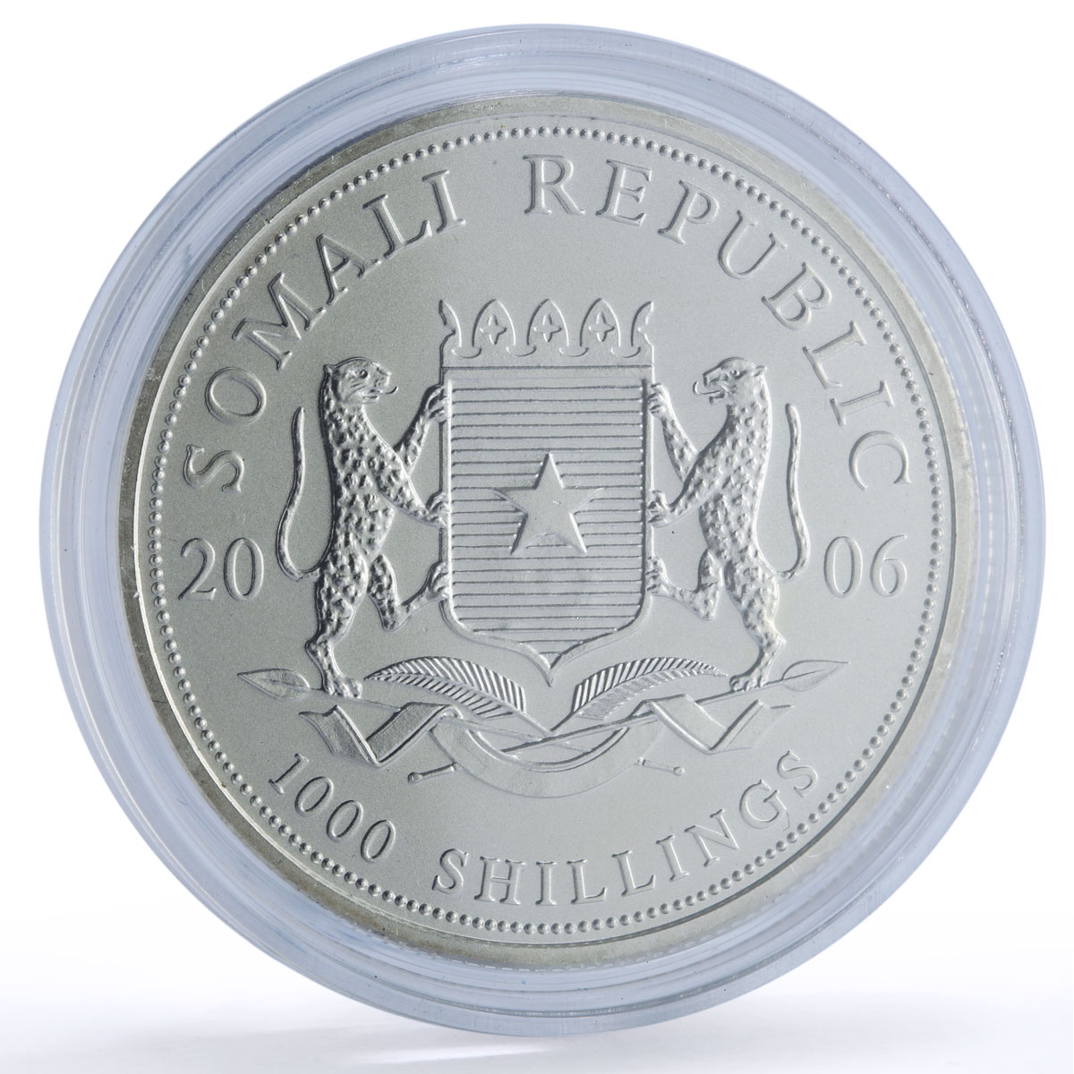Somalia 1000 shillings Elephant African Wildlife Fauna silver coin 2006