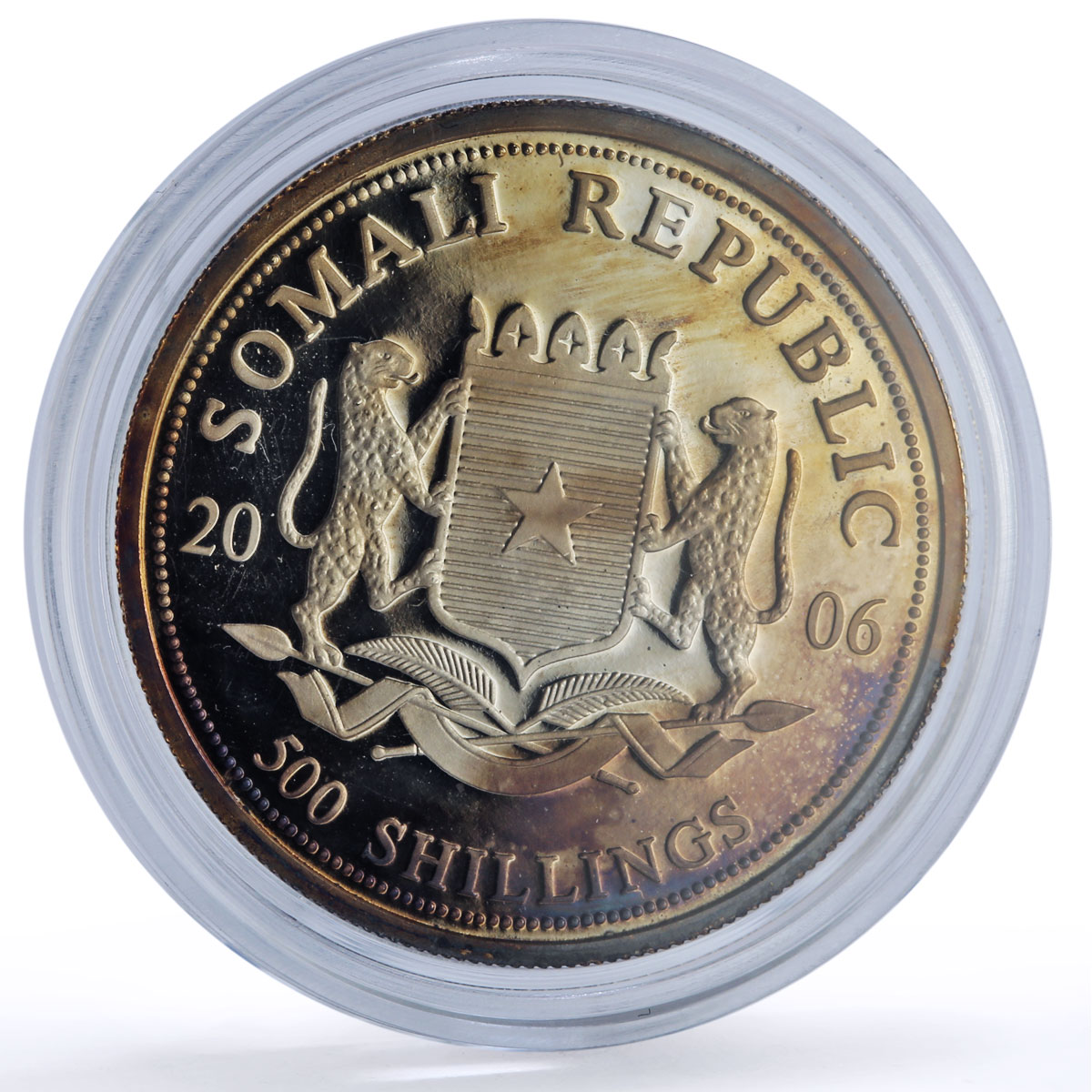 Somalia 500 shillings Elephant African Wildlife Fauna proof silver coin 2006