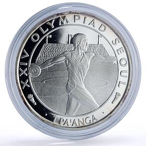 Tonga 1 paanga Discus Throw Seoul Olympic Games Sports proof silver coin 1988