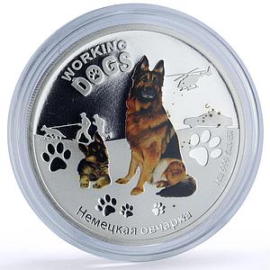 Tuvalu 1 dollar German Shepard Working Dogs Color proof silver coin 2011