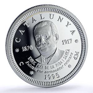 Spain Catalonia 5 ecu Enric Prat de la Riba History proof silver coin 1995