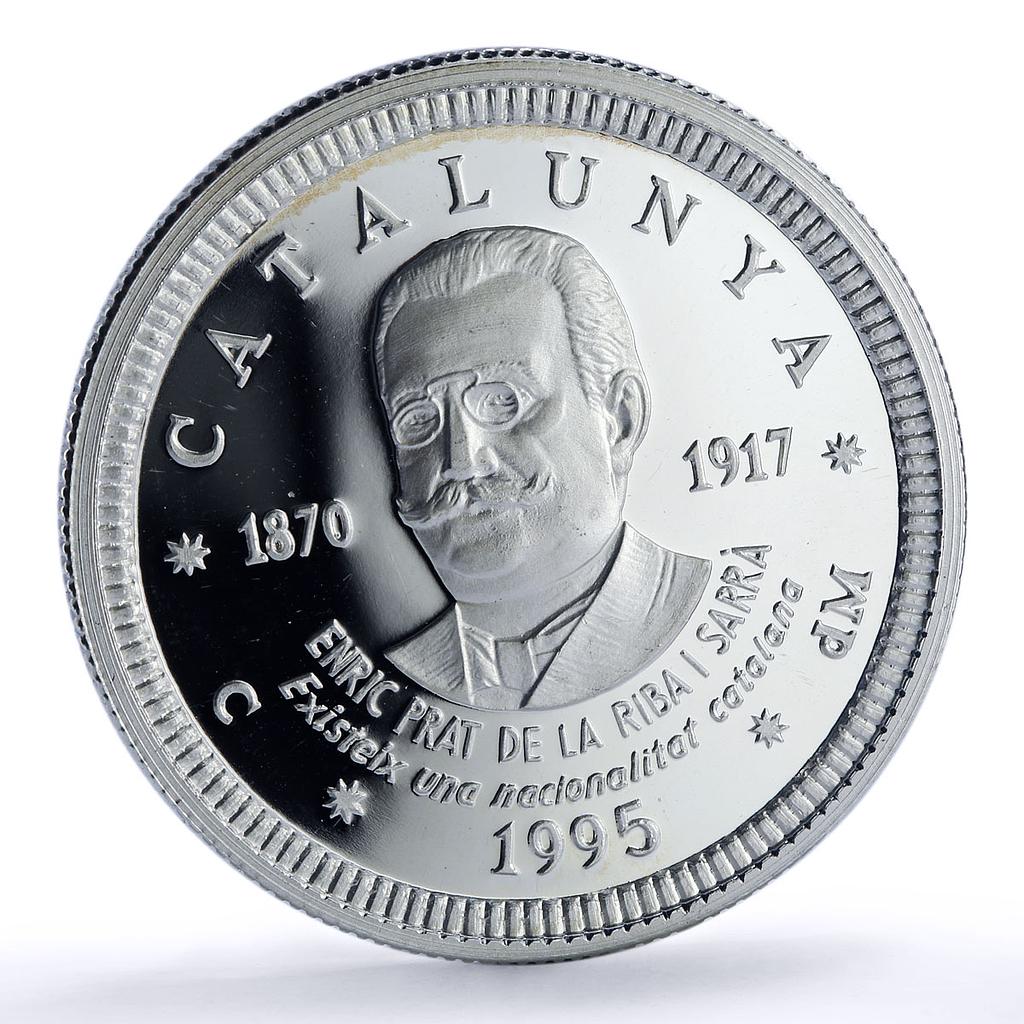 Spain Catalonia 5 ecu Enric Prat de la Riba History proof silver coin 1995