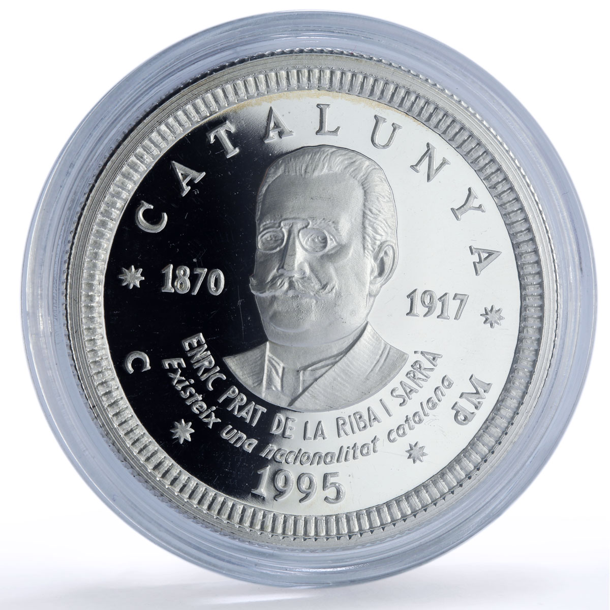 Spain Catalonia 5 ecu Enric Prat de la Riba History proof silver coin 1995