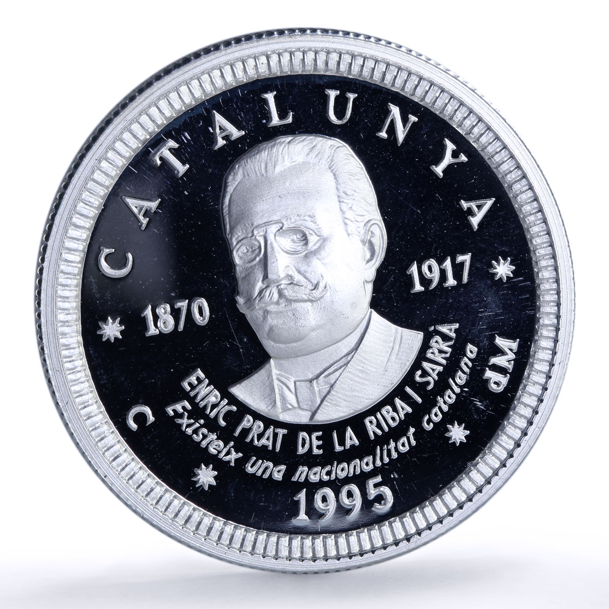 Spain Catalonia 5 ecu Enric Prat de la Riba History proof silver coin 1995