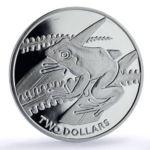 Fiji 2 dollars Tree Frog Conservation Wildlife Fauna proof silver coin 2018