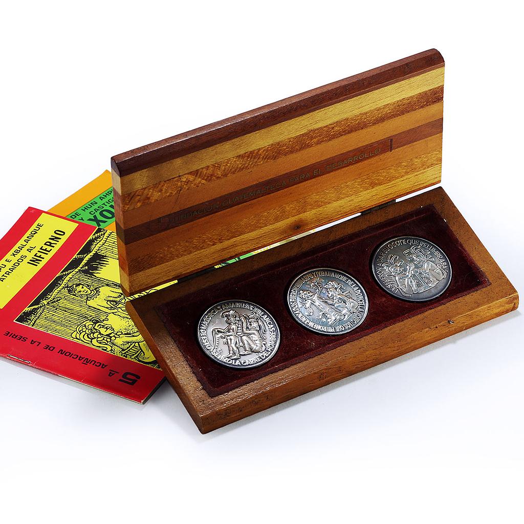 Guatemala Set Maya Indians Crafts Traditions History Art silver medals 1976 1977