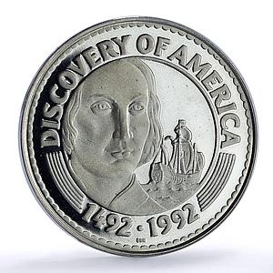 Mongolia 50 togrog Discovery America Columbus Ship proof silver coin 1992