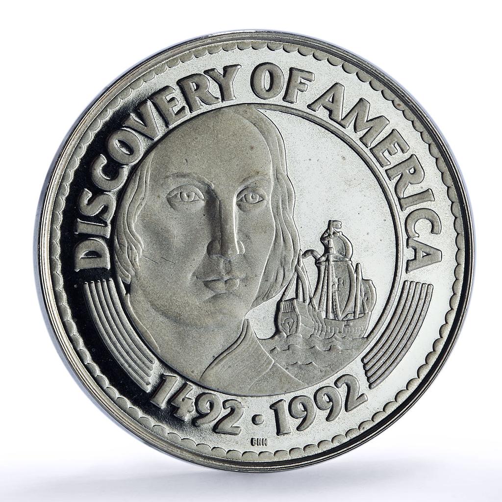 Mongolia 50 togrog Discovery America Columbus Ship proof silver coin 1992