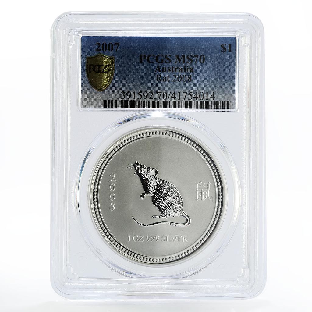 Australia 1 dollar Year of the Mouse MS70 PCGS silver coin 2007