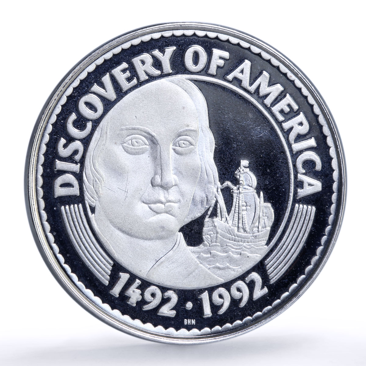 Mongolia 50 togrog Discovery America Columbus Ship proof silver coin 1992