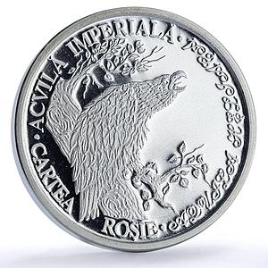 Moldova 10 lei Imperial Eagle Red Book Wildlife Bird Fauna silver coin 2005