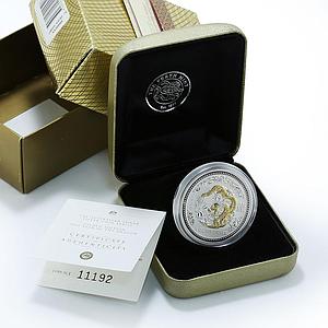 Australia 1 dollar Lunar Calendar I Year of the Dragon gilded silver coin 2000