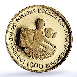 Tanzania 1000 shillings Decade For Women United Nations UN proof gold coin 1984