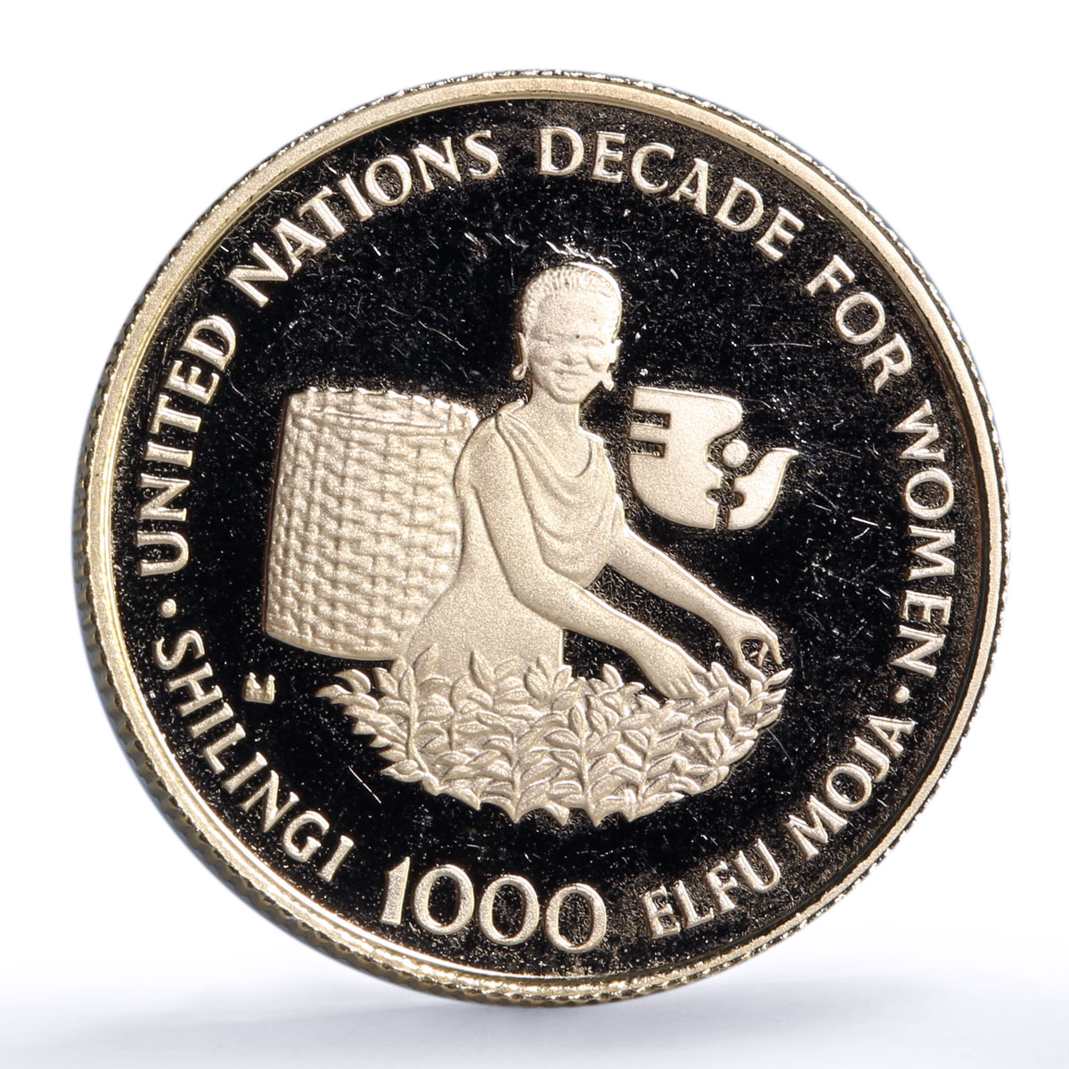 Tanzania 1000 shillings Decade For Women United Nations UN proof gold coin 1984