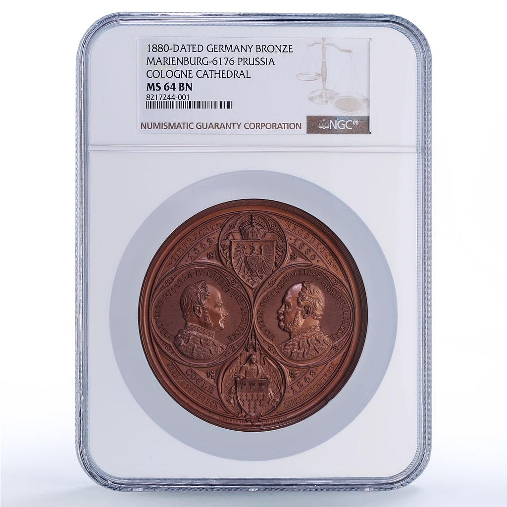 Germany Prussia Cologne Cathedral History Architecture MS64 NGC BN medal 1880