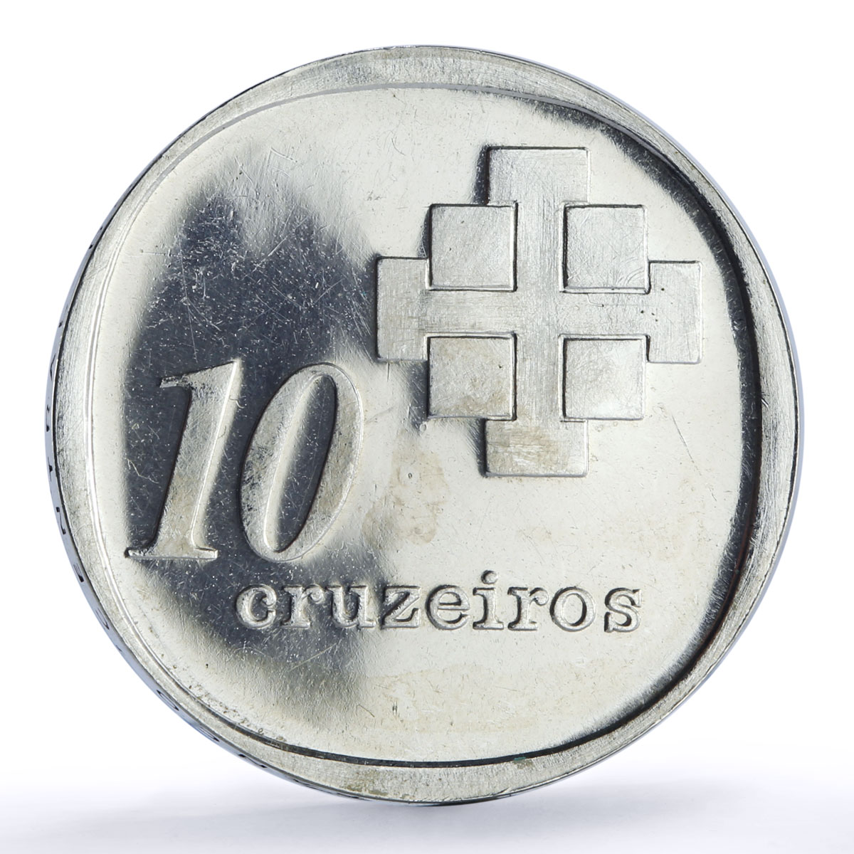 Brazil 10 cruzeiros Central Bank Castello Branco Politics silver coin 1975
