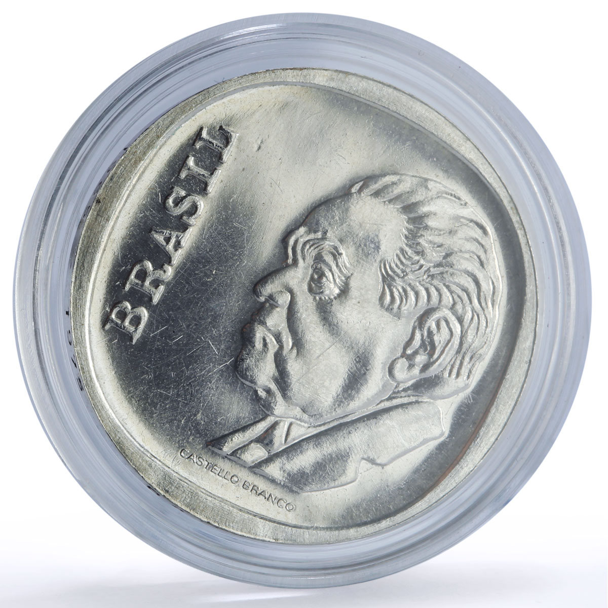 Brazil 10 cruzeiros Central Bank Castello Branco Politics silver coin 1975