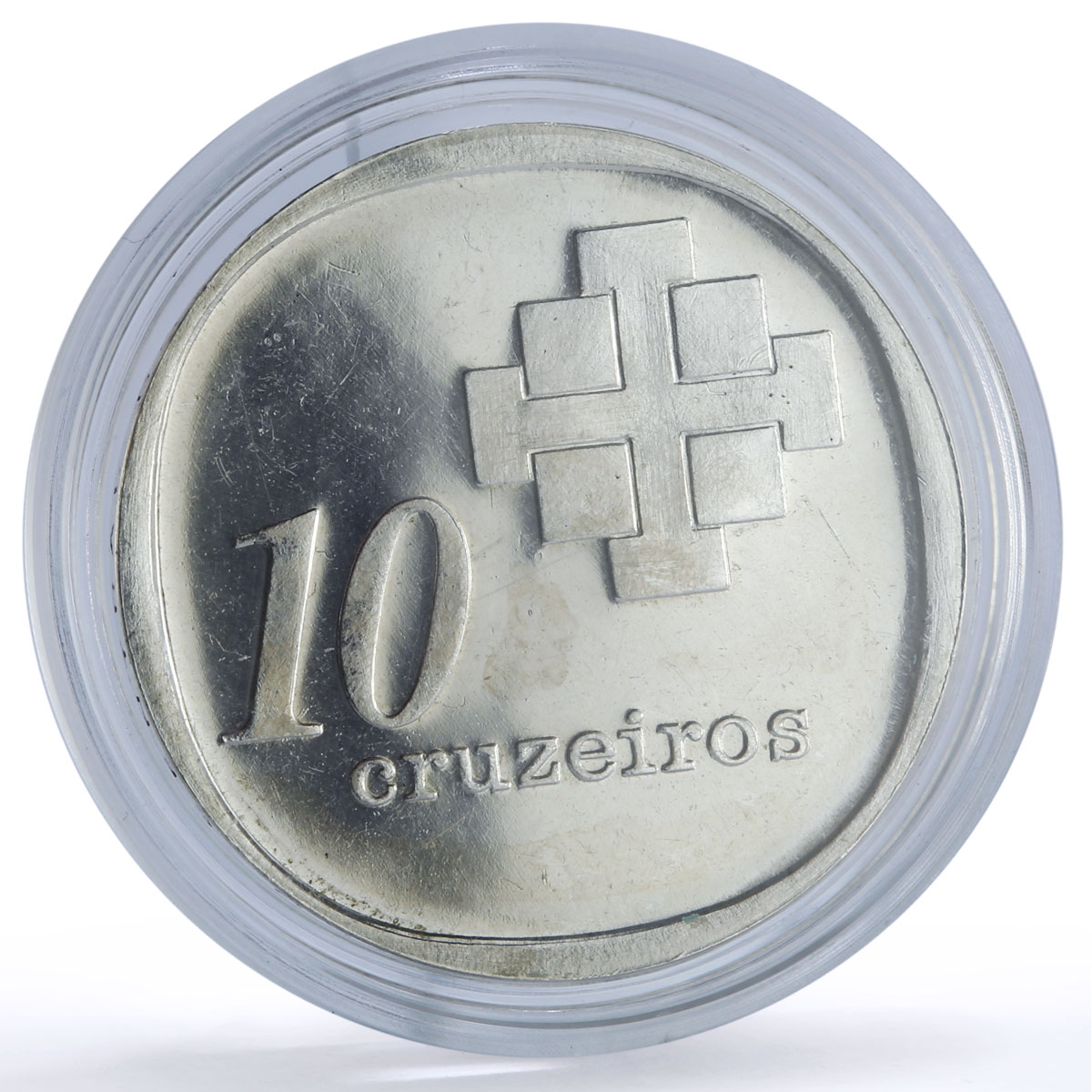 Brazil 10 cruzeiros Central Bank Castello Branco Politics silver coin 1975
