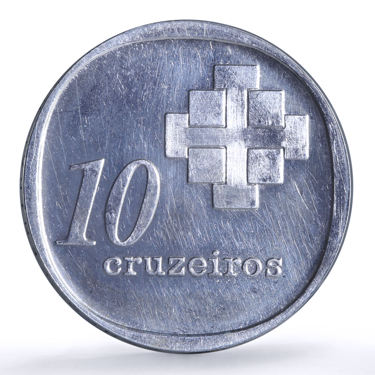 Brazil 10 cruzeiros Central Bank Castello Branco Politics silver coin 1975