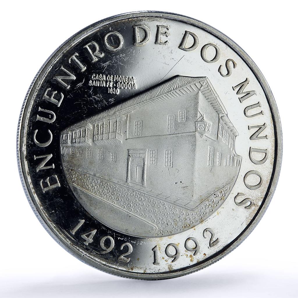 Colombia 10000 pesos Santa Fe Bogota Mint Ibero-American proof silver coin 1991