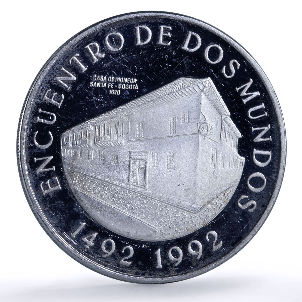 Colombia 10000 pesos Santa Fe Bogota Mint Ibero-American proof silver coin 1991