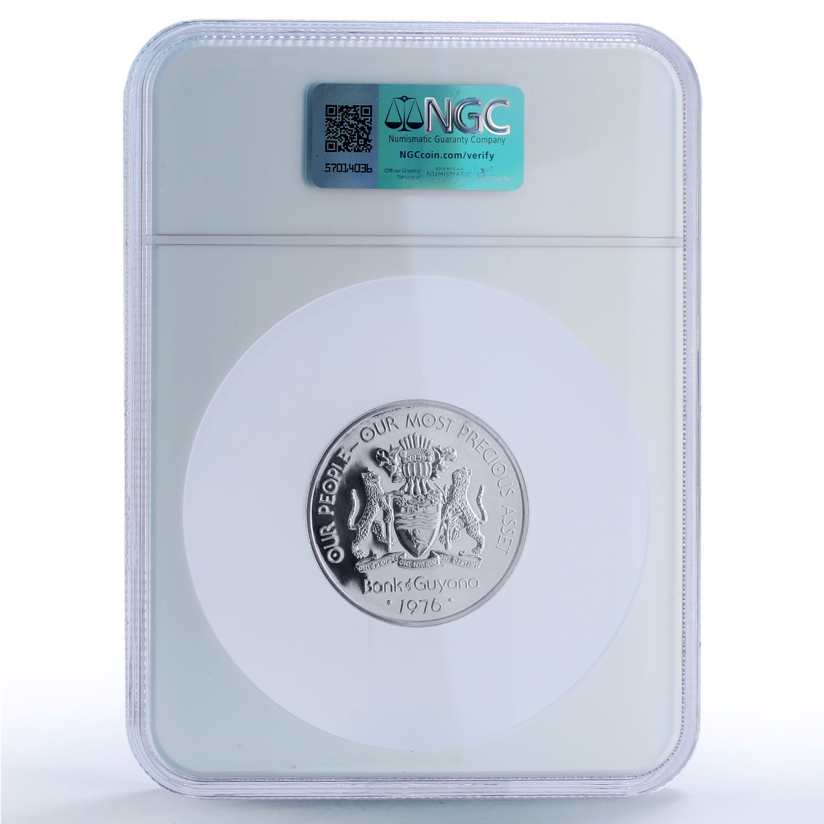 Guyana 50 dollars Independence Enmore Martyrs History MS69 NGC silver coin 1976