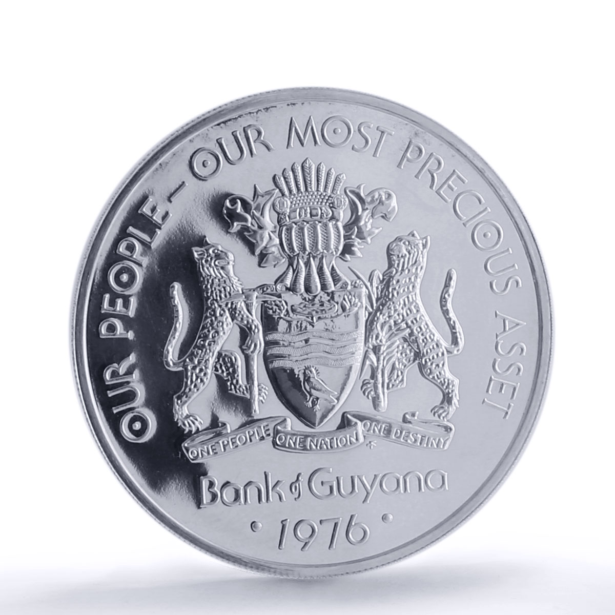 Guyana 50 dollars Independence Enmore Martyrs History MS69 NGC silver coin 1976