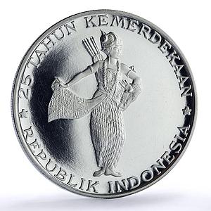 Indonesia 500 rupiah Wayang Dancer Independence proof silver coin 1970