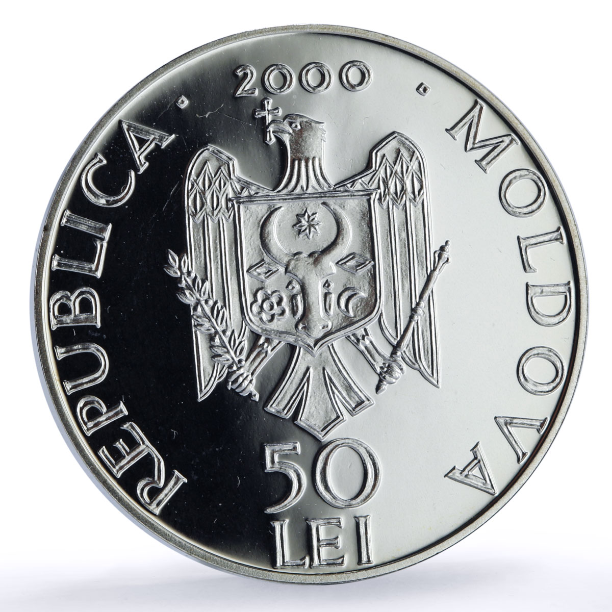 Moldova 50 lei Japca Monastery Church Religion Architecture silver coin 2000