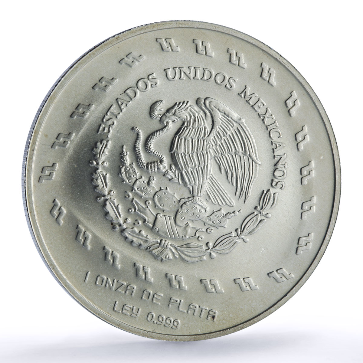 Mexico 5 pesos Quetzalcoatl Precolombina Toltec silver coin 1998