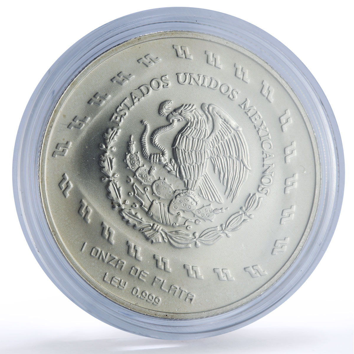 Mexico 5 pesos Quetzalcoatl Precolombina Toltec silver coin 1998