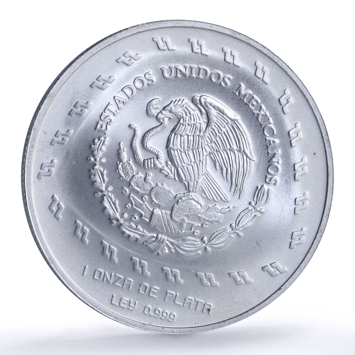Mexico 5 pesos Quetzalcoatl Precolombina Toltec silver coin 1998