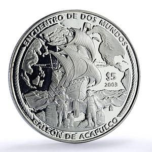 Mexico 5 pesos Acapulco Galleon Ibero-American Ship Clipper silver coin 2003