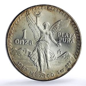 Mexico 1 onza Libertad Angel of Independence silver coin 1987