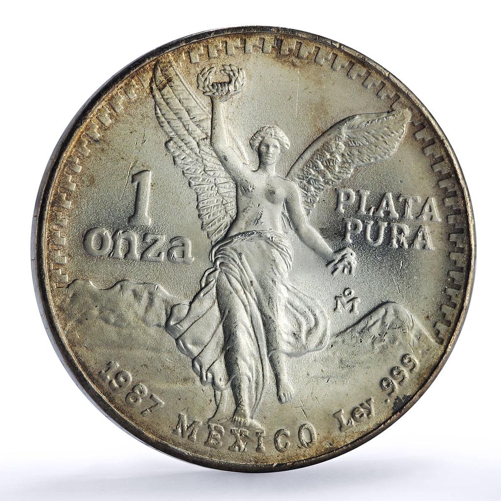 Mexico 1 onza Libertad Angel of Independence silver coin 1987