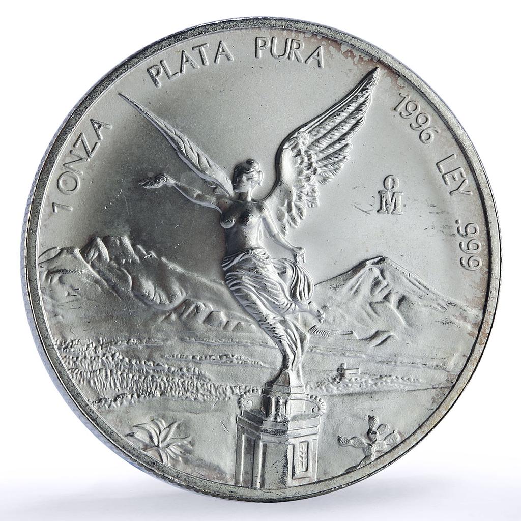 Mexico 1 onza Libertad Angel of Independence silver coin 1996
