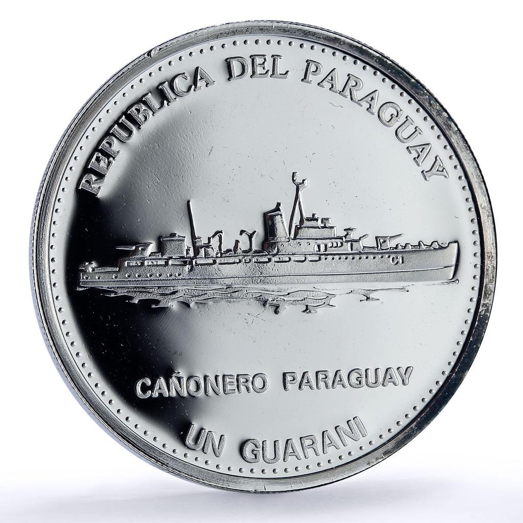 Paraguay 1 guarani Canonero Central Bank Anniversary Ship proof silver coin 2002