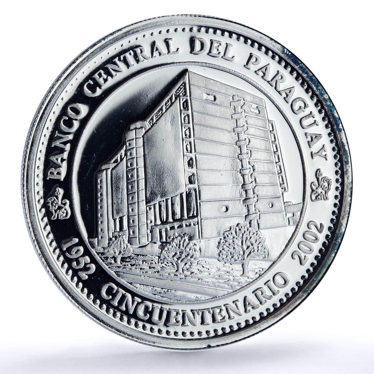 Paraguay 1 guarani Canonero Central Bank Anniversary Ship proof silver coin 2002