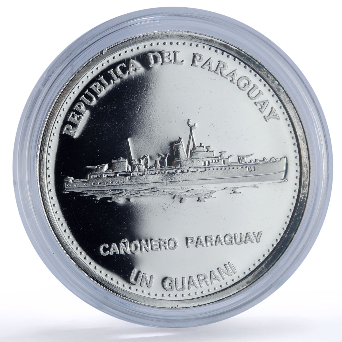 Paraguay 1 guarani Canonero Central Bank Anniversary Ship proof silver coin 2002