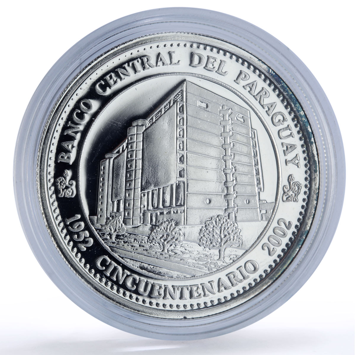 Paraguay 1 guarani Canonero Central Bank Anniversary Ship proof silver coin 2002