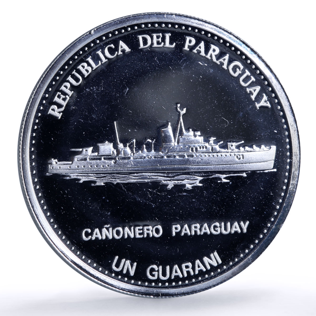 Paraguay 1 guarani Canonero Central Bank Anniversary Ship proof silver coin 2002
