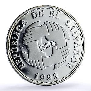 El Salvador 150 colones United Peace Unidos Paz Chapultepec silver coin 1992