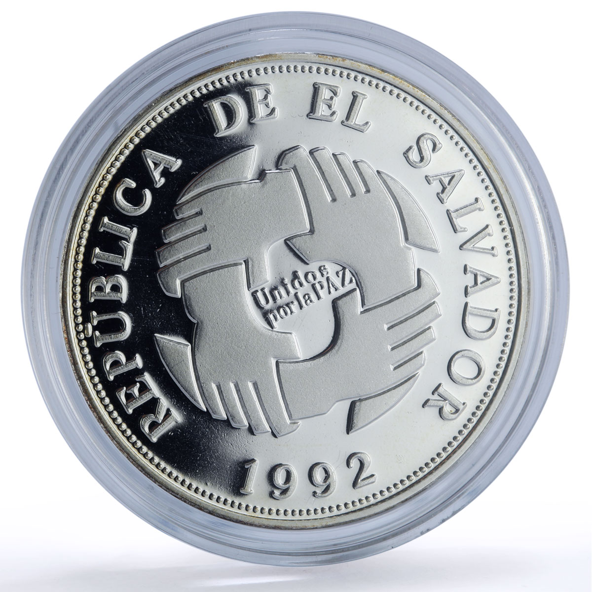 El Salvador 150 colones United Peace Unidos Paz Chapultepec silver coin 1992