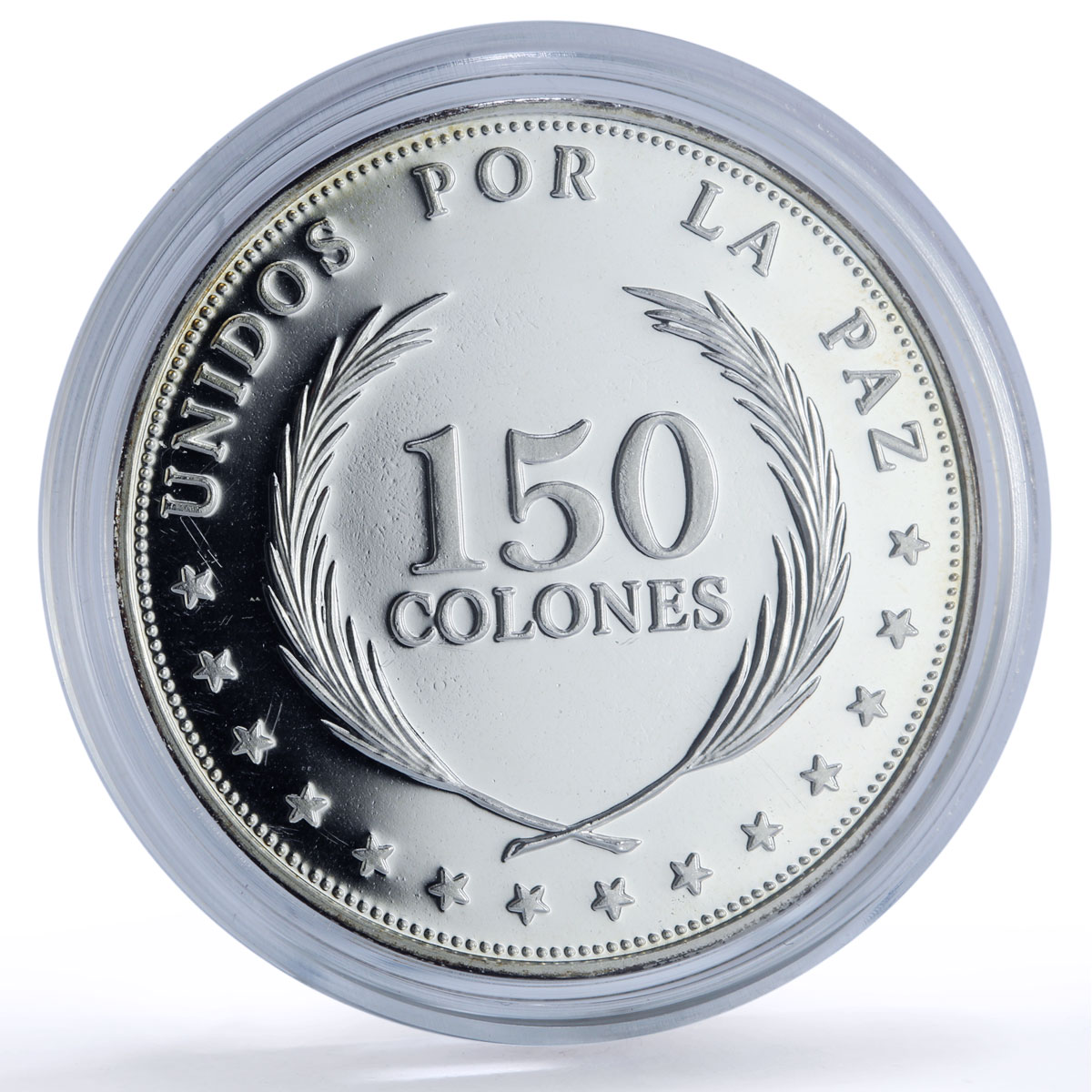 El Salvador 150 colones United Peace Unidos Paz Chapultepec silver coin 1992