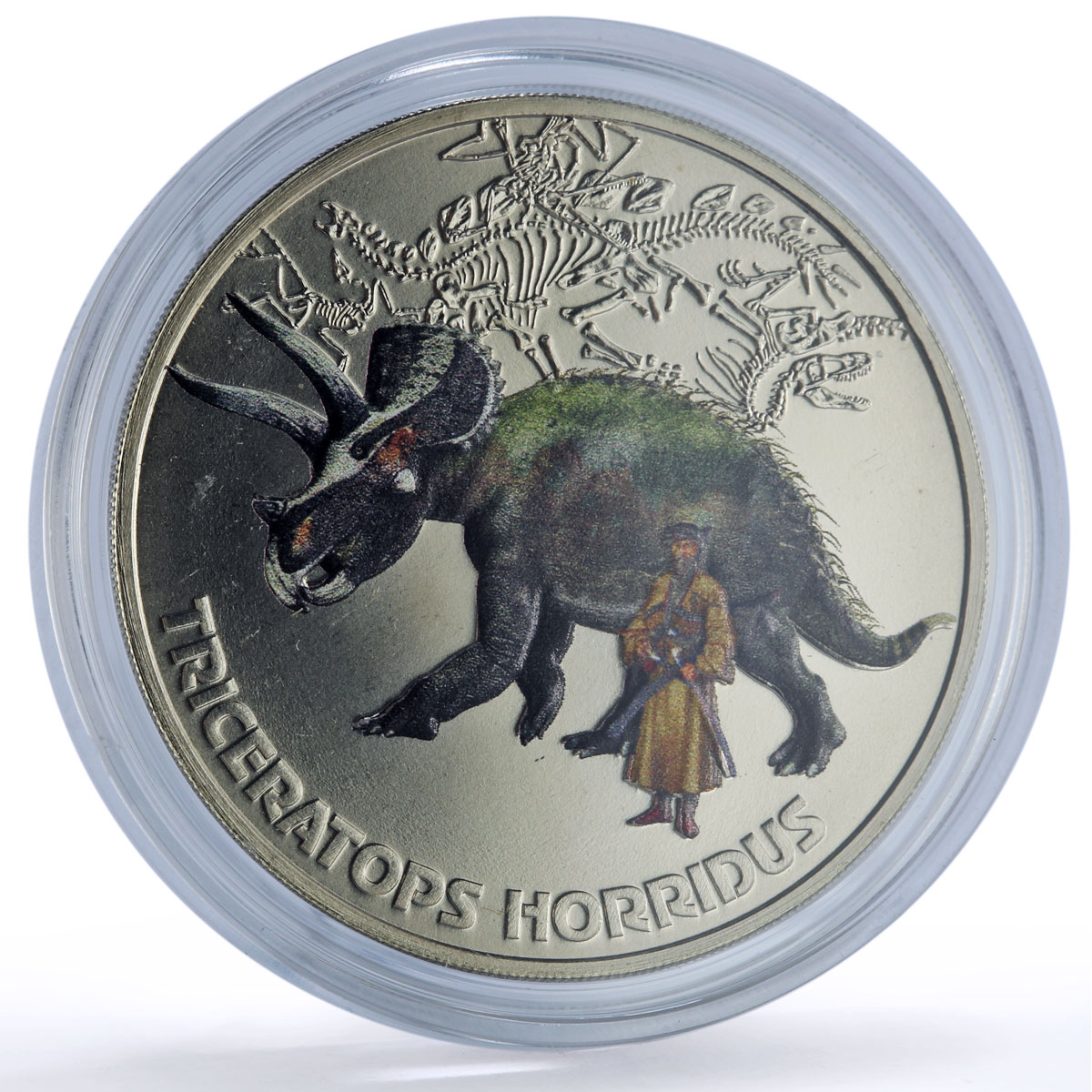 Abkhazia 3 apsars Triceratops Horridus Dinosaurs Fauna nickel coin 2021