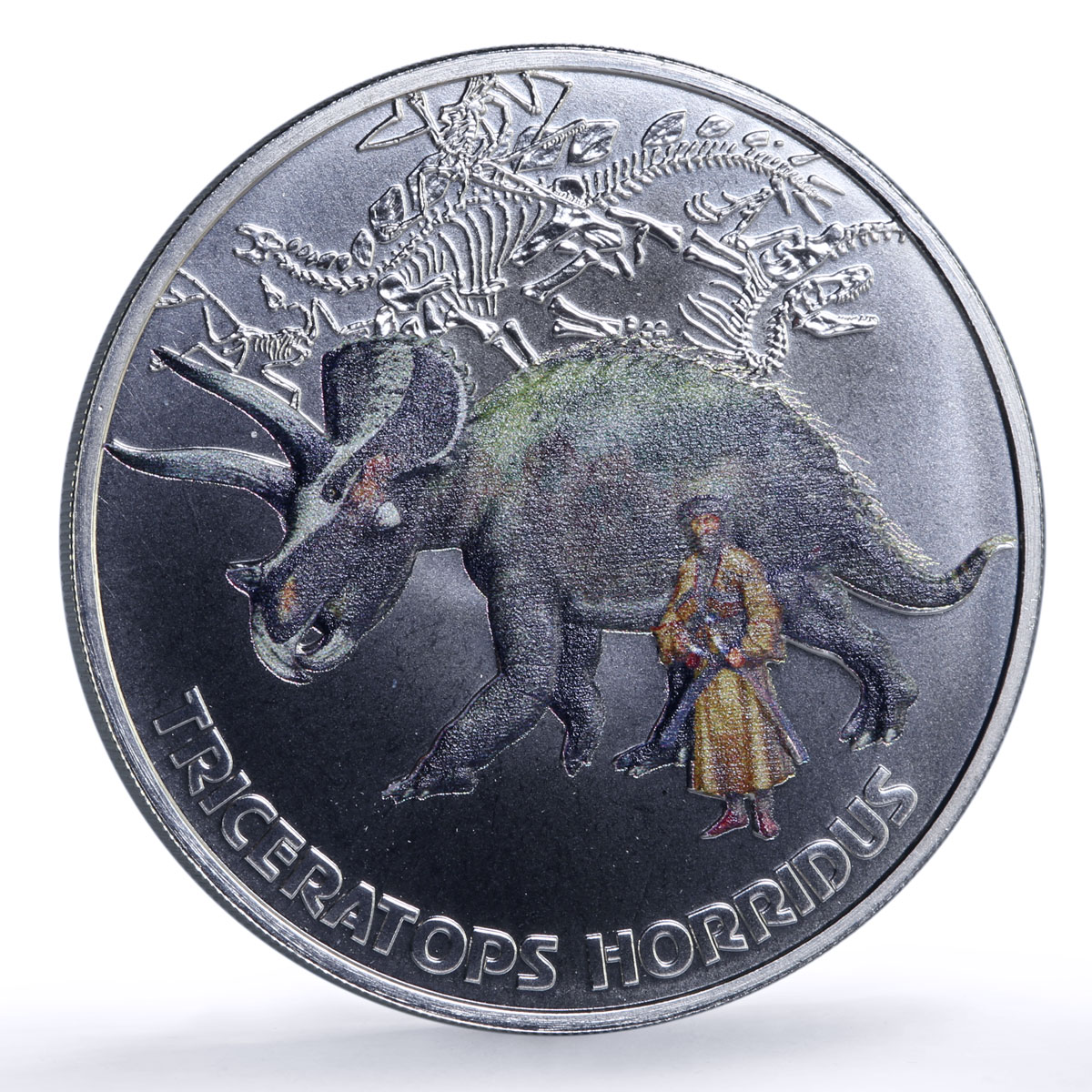 Abkhazia 3 apsars Triceratops Horridus Dinosaurs Fauna nickel coin 2021