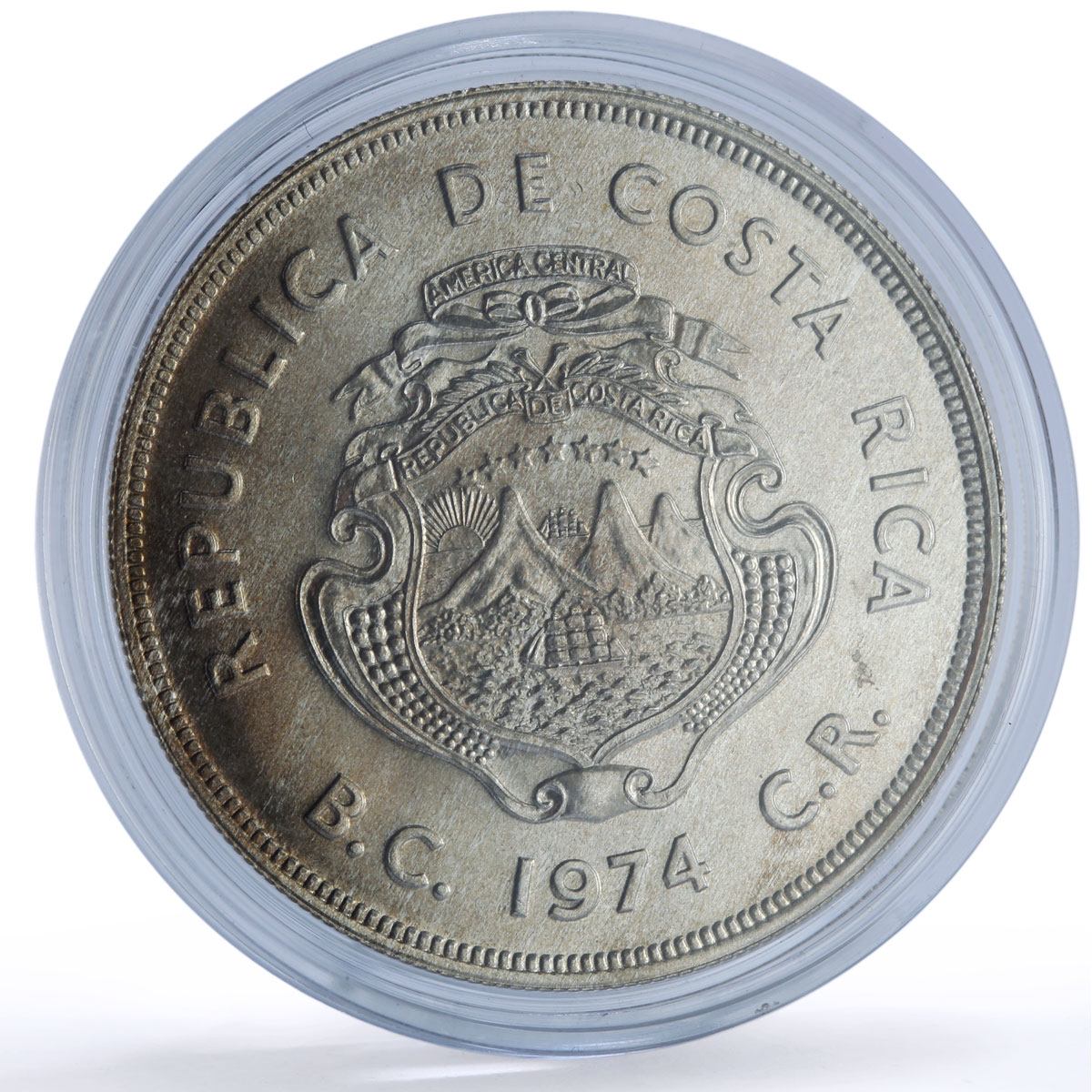 Costa Rica 100 colones Manatee Conservation Wildlife Fauna silver coin 1974